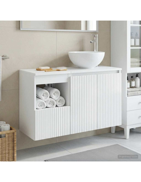 Set di mobili per il bagno 2 pz Bianco Lucido