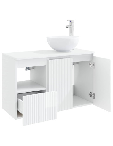 Set di mobili per il bagno 2 pz Bianco Lucido