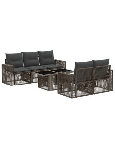 Set Divano da Giardino 6 pz Grigio e Grigio Scuro polyrattan 2
