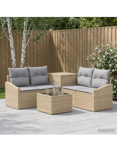 Set di divani 6 pz Beige e Grigio Chiaro