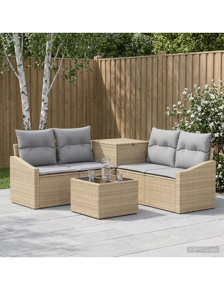 Set di divani 6 pz Beige e Grigio Chiaro