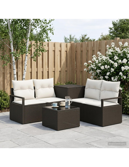 Set di divani 6 pz Nero e Bianco Crema