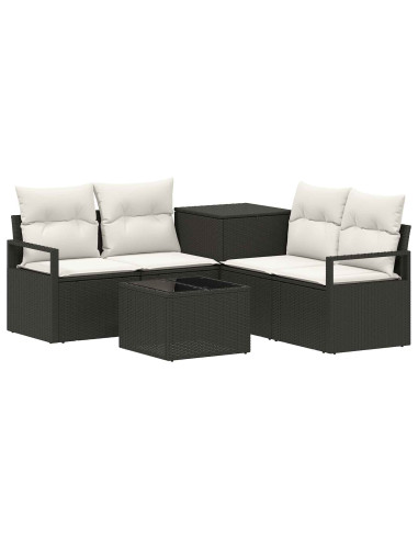 Set di divani 6 pz Nero e Bianco Crema