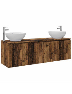 Set di Armadi da Bagno 3 pz Legno antico 49,5 x 44,5 x 65 cm 2