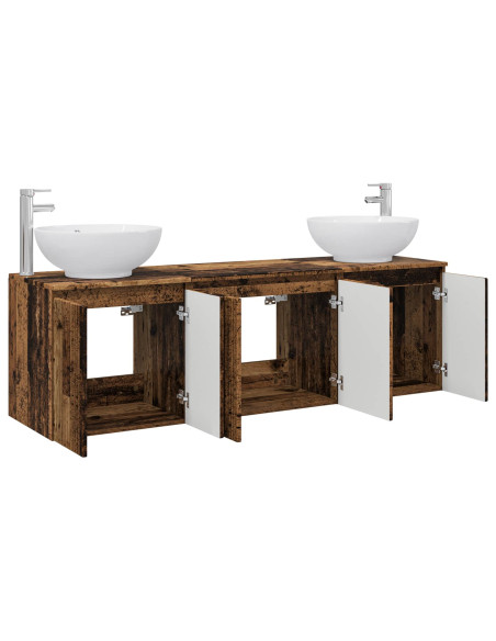 Set di Armadi da Bagno 3 pz Legno antico 49,5 x 44,5 x 65 cm