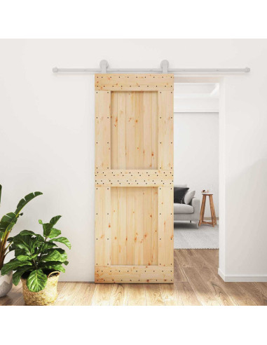 Porta scorrevole Naturale e Bianco 80 x 210 cm