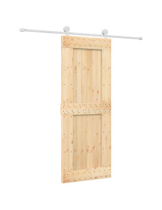 Porta scorrevole Naturale e Bianco 80 x 210 cm 2