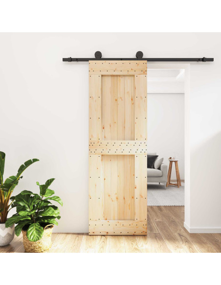 Porta scorrevole Naturale e Nero 70 x 210 cm