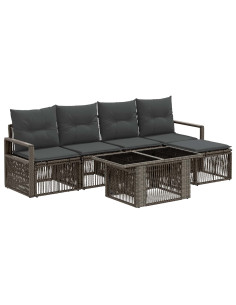 Set Divano da Giardino 6 pz Grigio e Grigio Scuro polyrattan 2
