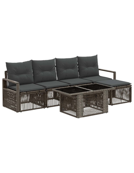 Set Divano da Giardino 6 pz Grigio e Grigio Scuro polyrattan