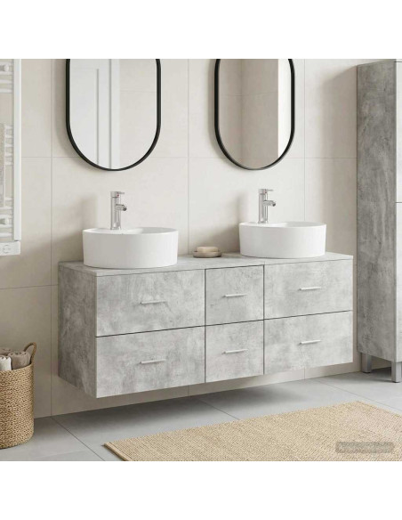Set di mobili per il bagno 3 pz Grigio Cemento