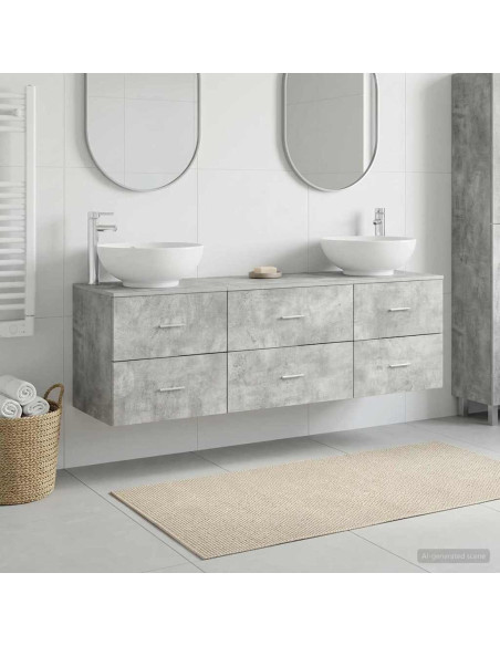Set di mobili per il bagno 3 pz Grigio Cemento