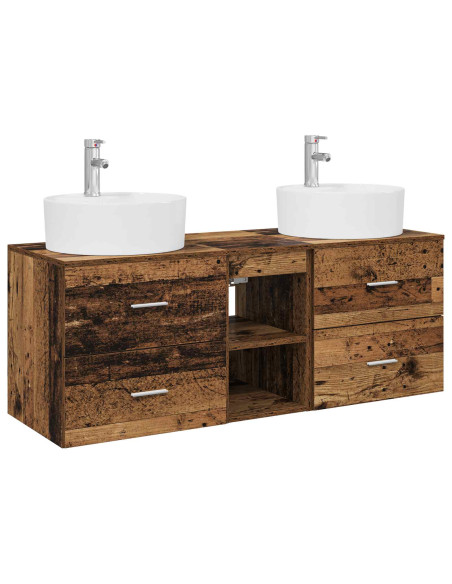 Set di Armadi da Bagno 3 pz Legno antico 49,5 x 44,5 x 65 cm