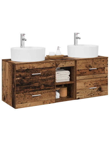 Set di Armadi da Bagno 3 pz Legno antico 49,5 x 44,5 x 65 cm