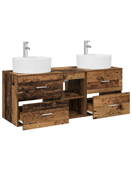 Set di Armadi da Bagno 3 pz Legno antico 49,5 x 44,5 x 65 cm