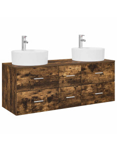 Set di mobili per il bagno 3 pz Rovere Fumo 49,5 x 44,5 x 65 cm 2