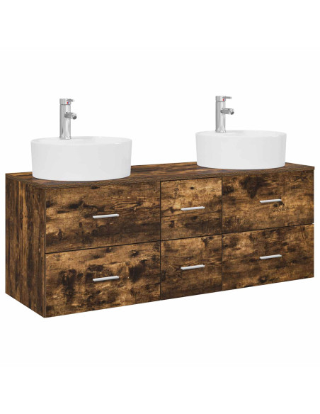 Set di mobili per il bagno 3 pz Rovere Fumo 49,5 x 44,5 x 65 cm