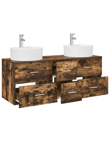 Set di mobili per il bagno 3 pz Rovere Fumo 49,5 x 44,5 x 65 cm