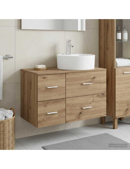 Set di mobili per il bagno 2 pz Rovere Artigianale