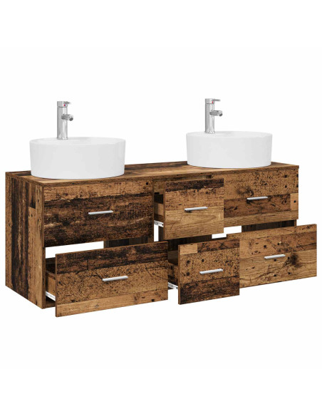 Set di mobili per il bagno 3 pz Legno antico