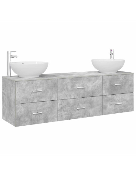 Set di mobili per il bagno 3 pz Grigio Cemento