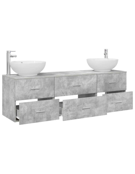Set di mobili per il bagno 3 pz Grigio Cemento