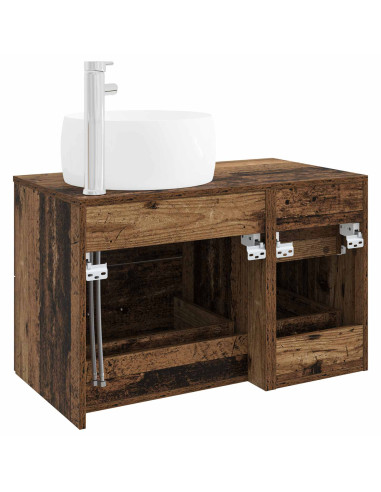 Set di mobili per il bagno 2 pz Legno antico