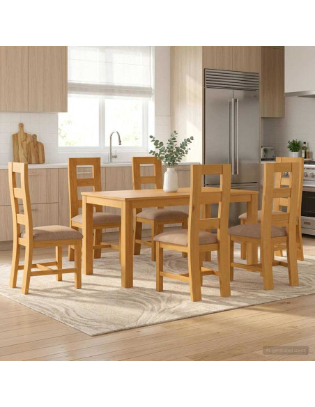 Set da pranzo 7 pz Grigio Legno di Quercia Massello