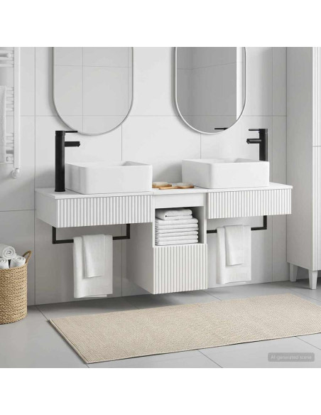 Set di mobili per il bagno 3 pz Bianco Legno ingegnerizzato