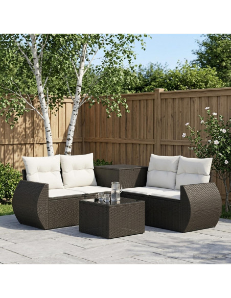 Set di divani 6 pz Nero e Bianco Crema