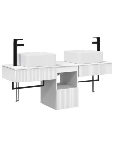 Set di mobili per il bagno 3 pz Bianco Legno ingegnerizzato 2