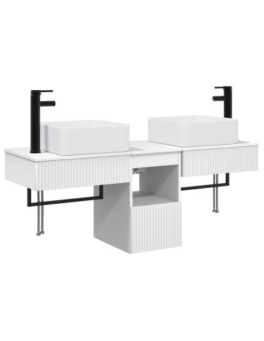 Set di mobili per il bagno 3 pz Bianco Legno ingegnerizzato