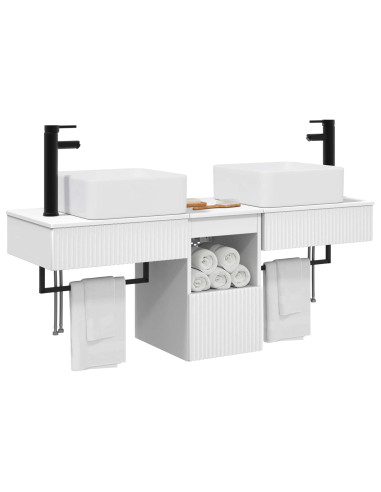 Set di mobili per il bagno 3 pz Bianco Legno ingegnerizzato