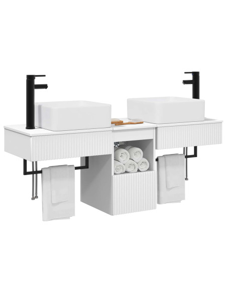 Set di mobili per il bagno 3 pz Bianco Legno ingegnerizzato