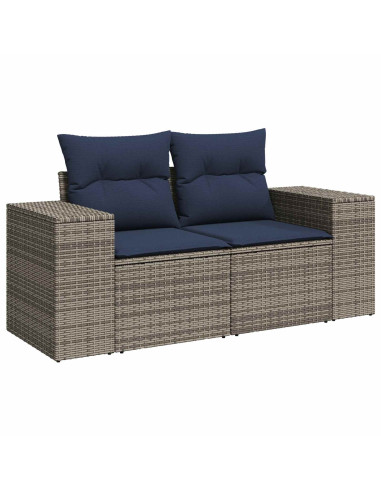 Set di divani 8 pz Grigio e Blu Navy Rattan sintetico e Acciaio