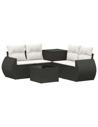 Set di divani 6 pz Nero e Bianco Crema