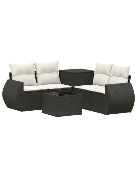Set di divani 6 pz Nero e Bianco Crema
