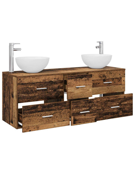 Set di Armadi da Bagno 3 pz Legno antico 49,5 x 41 x 64,5 cm