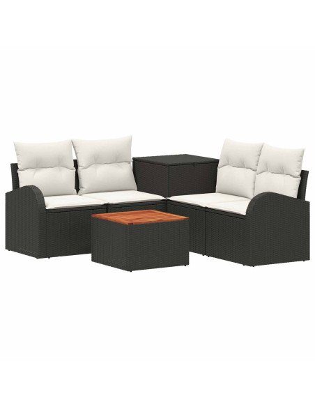 Set di divani 6 pz Nero e Bianco Crema