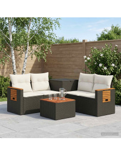 Set di divani 6 pz Nero e Bianco Crema