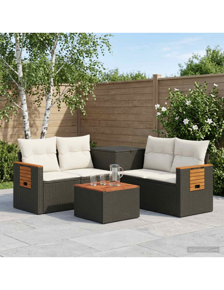 Set di divani 6 pz Nero e Bianco Crema