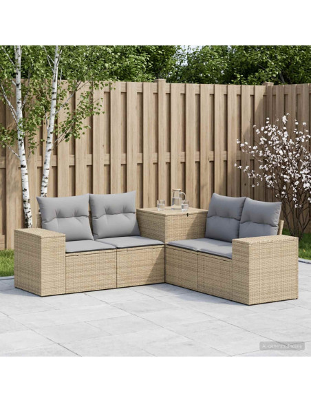Set di divani 5 pz Beige e Grigio Chiaro