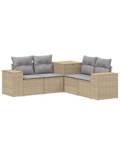 Set di divani 5 pz Beige e Grigio Chiaro 2