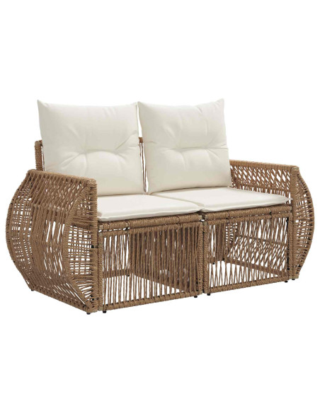 Set Divano da Giardino 7 pz Beige e Bianco Crema polyrattan