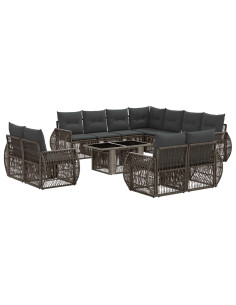 Set Divano da Giardino 12 pz Grigio e Grigio Scuro polyrattan 2