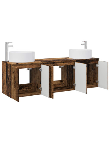 Set di Armadi da Bagno 3 pz Legno antico 49,5 x 44,5 x 65,5 cm