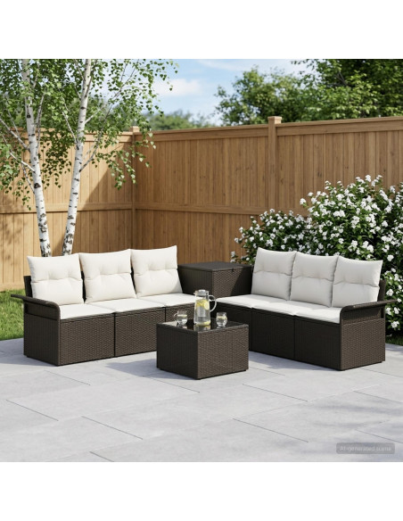 Set di divani 8 pz Nero e Bianco Crema