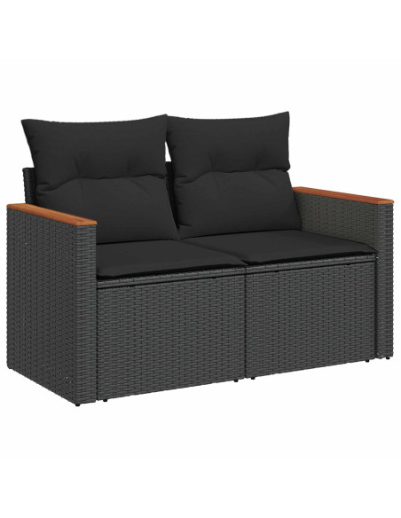 Set di divani 8 pz Nero Rattan sintetico e Acciaio