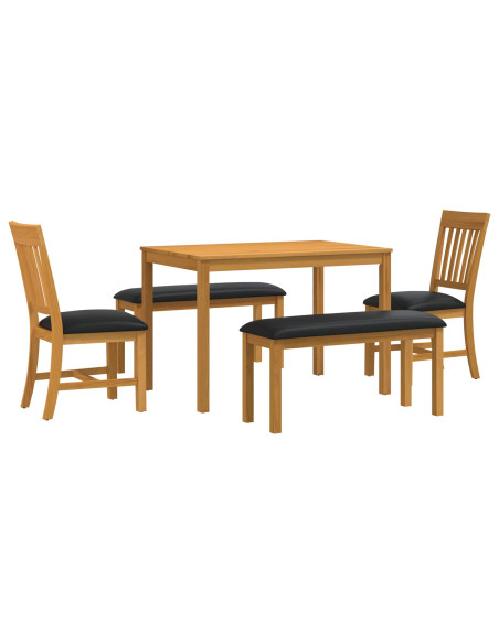 Set da pranzo 5 pz Nero Legno di Quercia Massello