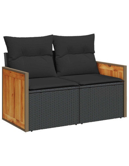 Set di divani 8 pz Nero Rattan sintetico e Acciaio